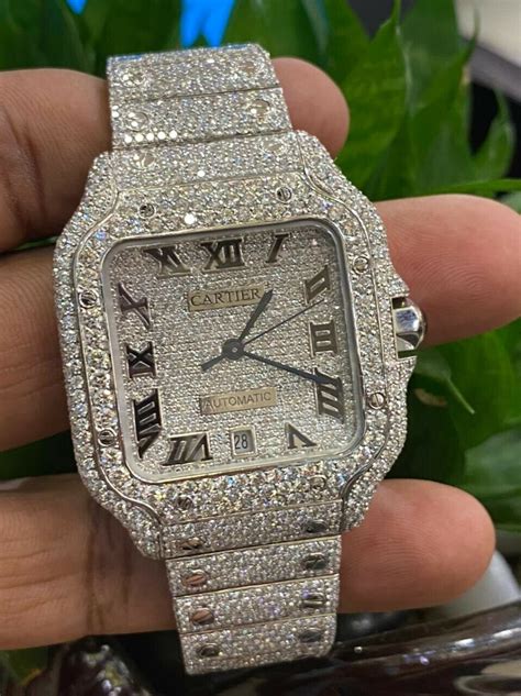 cartier watch mens diamond|men's diamond watch real.